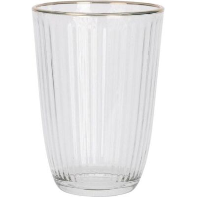 Excellent Houseware Prążkowana szklanka ze złotym brzegiem, 395 ml, Serviergefässe, Gold, Transparent Excellent Houseware Prążkowana szklanka ze złotym brzegiem, 395 ml, Serviergefässe, Gold, Transparent