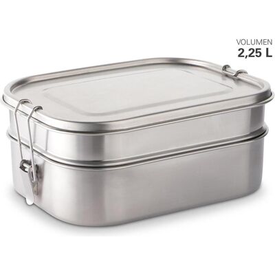 Weis - Doppel Edelstahl Lunchbox - Edelstahl - 1+1,25 L - Lunchbox Weis - Doppel Edelstahl Lunchbox - Edelstahl - 1+1,25 L - Lunchbox