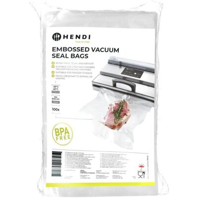 Hendi Geprägte Vakuumversiegelungsbeutel,, 100 Stk., 250x350mm, Lebensmittelverpackung, Transparent Hendi Geprägte Vakuumversiegelungsbeutel,, 100 Stk., 250x350mm, Lebensmittelverpackung, Transparent