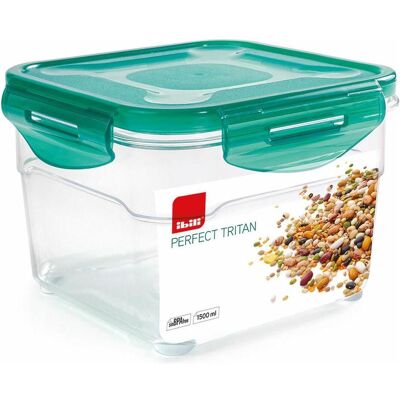 Ibili Luftdichter Behälter Tritan 1,5 Liter 15,5x15,5x10,5 cm Ideal zur Aufbewahrung von Lebensmitteln, Lunchbox, Grün, Transparent Ibili Luftdichter Behälter Tritan 1,5 Liter 15,5x15,5x10,5 cm Ideal zur Aufbewahrung von Lebensmitteln, Lunchbox, Grün, Transparent