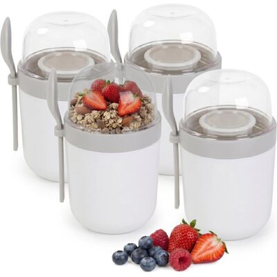 Relaxdays 4x Müslibecher, Lunchbox, Weiss Relaxdays 4x Müslibecher, Lunchbox, Weiss