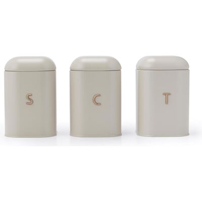 Salter BW13729OEU7 Pebble 3-Piece Canister Set Stone, Vorratsbehälter, Bronze, Grau, Beige Salter BW13729OEU7 Pebble 3-Piece Canister Set Stone, Vorratsbehälter, Bronze, Grau, Beige