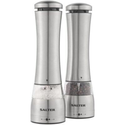 Salter BW118471EU7 Electric Mill Set, Pfeffermühle + Salzmühle, Silber Salter BW118471EU7 Electric Mill Set, Pfeffermühle + Salzmühle, Silber