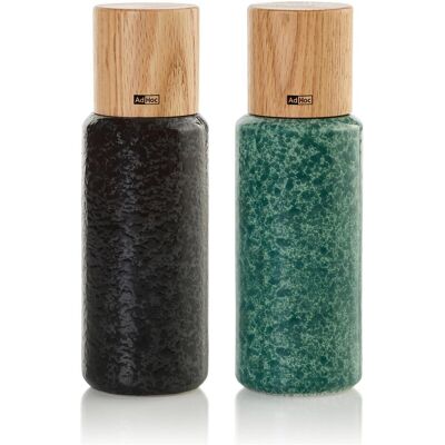 AdHoc Set Pfeffer- und Salzmühle Yara, black&green, CeraCut Ceramic Mahlwerk, Keramik/Roteichenholz, D: 6, Pfeffermühle + Salzmühle, Grün, Schwarz AdHoc Set Pfeffer- und Salzmühle Yara, black&green, CeraCut Ceramic Mahlwerk, Keramik/Roteichenholz, D: 6, Pfeffermühle + Salzmühle, Grün, Schwarz