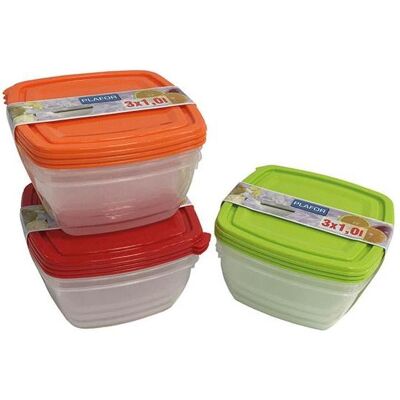 Magni Gefrierdosen 3 er Set 1 l, Vorratsbehälter, Rot, Grün Magni Gefrierdosen 3 er Set 1 l, Vorratsbehälter, Rot, Grün