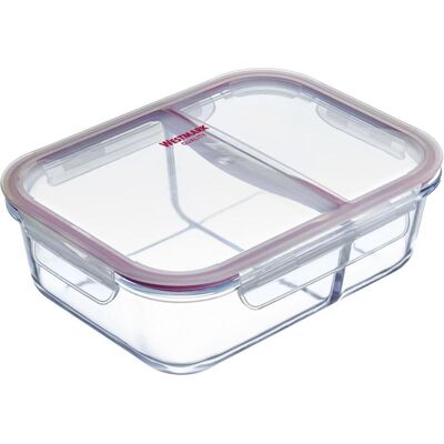 Westmark Glas-Frischhaltedose mit 2 separaten Fächern, Vorratsbehälter, Transparent Westmark Glas-Frischhaltedose mit 2 separaten Fächern, Vorratsbehälter, Transparent