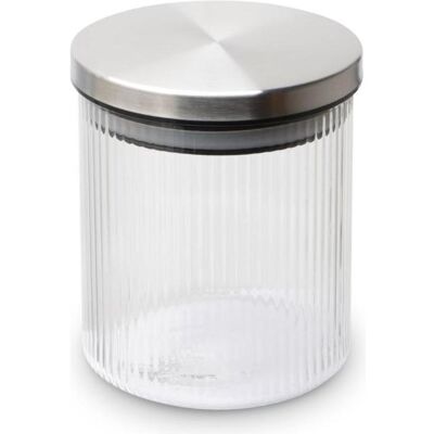 Weis Vorratsdose gerillt 600ml, Vorratsbehälter, Transparent, Silber Weis Vorratsdose gerillt 600ml, Vorratsbehälter, Transparent, Silber