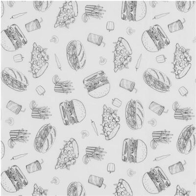 Hendi Einschlagpapier, fettdicht,, Fastfood-Muster, 500 Stk., 305x305mm, Lebensmittelverpackung, Mehrfarbig Hendi Einschlagpapier, fettdicht,, Fastfood-Muster, 500 Stk., 305x305mm, Lebensmittelverpackung, Mehrfarbig