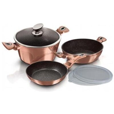 BerlingerHaus BH7047 6 pcs cookware set Metallic Line Rose Gold Edition rose go, Pfanne + Kochtopf, Rosa BerlingerHaus BH7047 6 pcs cookware set Metallic Line Rose Gold Edition rose go, Pfanne + Kochtopf, Rosa