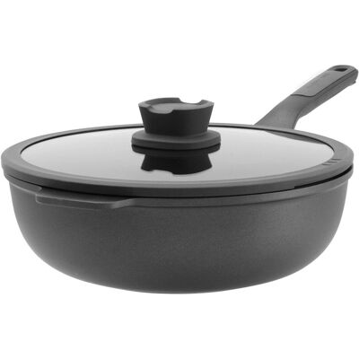 BergHoff Wok antikleef met deksel 28cm (3950596), Pfanne + Kochtopf, Grau, Schwarz BergHoff Wok antikleef met deksel 28cm (3950596), Pfanne + Kochtopf, Grau, Schwarz