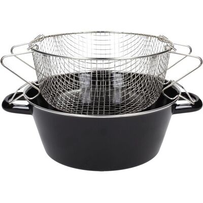 Riess Pommes Frites Pfanne mit Einsatz, Pfanne + Kochtopf, Silber, Schwarz Riess Pommes Frites Pfanne mit Einsatz, Pfanne + Kochtopf, Silber, Schwarz
