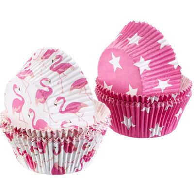 Westmark 80 Muffin Papier-Backförmchen, »Flamingo + Stern«, Backform, Weiss, Pink Westmark 80 Muffin Papier-Backförmchen, »Flamingo + Stern«, Backform, Weiss, Pink
