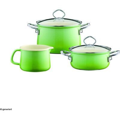 Riess Starterset, Pfanne + Kochtopf, Beige, Grün Riess Starterset, Pfanne + Kochtopf, Beige, Grün
