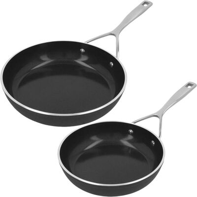 Demeyere Alu Pro 5 Ceraforce Bakpannenset 20 cm + 24 cm, Pfanne + Kochtopf, Schwarz, Silber Demeyere Alu Pro 5 Ceraforce Bakpannenset 20 cm + 24 cm, Pfanne + Kochtopf, Schwarz, Silber