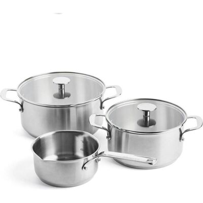 KitchenAid Stahl-Kochgeschirr-Set, Pfanne + Kochtopf, Silber KitchenAid Stahl-Kochgeschirr-Set, Pfanne + Kochtopf, Silber