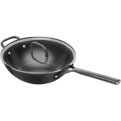 Zwilling Milano Wok mit Glasdeckel, Pfanne + Kochtopf, Schwarz Zwilling Milano Wok mit Glasdeckel, Pfanne + Kochtopf, Schwarz