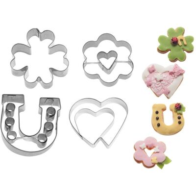Westmark Set Ausstechförmchen "Glück & Liebe", 4-tlg., Ausstechformen, Silber Westmark Set Ausstechförmchen "Glück & Liebe", 4-tlg., Ausstechformen, Silber