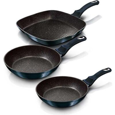 BerlingerHaus Granite frying pan set 3pcs 20/24 / 28CM BH-6140 AQUAMARINE, Pfanne + Kochtopf, Blau BerlingerHaus Granite frying pan set 3pcs 20/24 / 28CM BH-6140 AQUAMARINE, Pfanne + Kochtopf, Blau