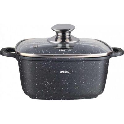 Kinghoff Quadratischer Marmortopf - 2,8L, Schwarz, Induktion Kinghoff Quadratischer Marmortopf - 2,8L, Schwarz, Induktion