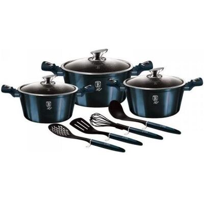 BerlingerHaus 10-DAY POT SET. METALLIC LINE AQUAMARINE BH-6152, Pfanne + Kochtopf, Schwarz BerlingerHaus 10-DAY POT SET. METALLIC LINE AQUAMARINE BH-6152, Pfanne + Kochtopf, Schwarz