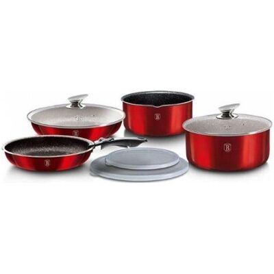 BerlingerHaus Berlinger namas 9-PIECE SET OF POTS. CLICK COOK METALLIC LINE BURGUNDY BH-6145, Pfanne + Kochtopf, Grau BerlingerHaus Berlinger namas 9-PIECE SET OF POTS. CLICK COOK METALLIC LINE BURGUNDY BH-6145, Pfanne + Kochtopf, Grau