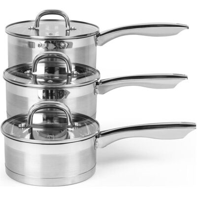 Salter BW06734EU7 Timeless Collection 3-Piece Pan Set, Pfanne + Kochtopf, Silber Salter BW06734EU7 Timeless Collection 3-Piece Pan Set, Pfanne + Kochtopf, Silber