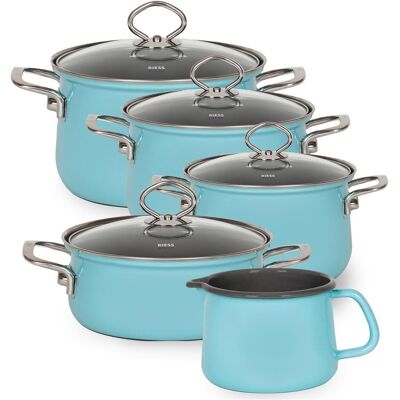 Kelomat Sparset 5-tlg., Pfanne + Kochtopf, Blau Kelomat Sparset 5-tlg., Pfanne + Kochtopf, Blau