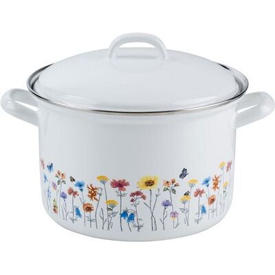 Kelomat Fleischtopf mit Deckel Ø20cm 3,5l Country Flora Emaille, Pfanne + Kochtopf, Weiss Kelomat Fleischtopf mit Deckel Ø20cm 3,5l Country Flora Emaille, Pfanne + Kochtopf, Weiss