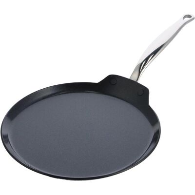 Greenpan Barcelona Pro Pannenkoekenpan met keramische antikleeflaag met deksel 28 cm, Pfanne + Kochtopf, Schwarz, Silber Greenpan Barcelona Pro Pannenkoekenpan met keramische antikleeflaag met deksel 28 cm, Pfanne + Kochtopf, Schwarz, Silber