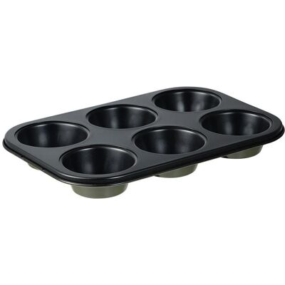 San Ignacio Expert carbon steel 6-muffin pan, 26,5 x 18,5 x 3 cm, Backform, Schwarz San Ignacio Expert carbon steel 6-muffin pan, 26,5 x 18,5 x 3 cm, Backform, Schwarz