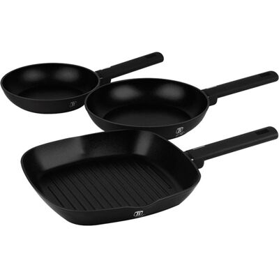 BerlingerHaus Haus 3-teiliges Bratpfannen-Set Ø 20/24/28cm Matte Black Collection, Pfanne + Kochtopf, Schwarz BerlingerHaus Haus 3-teiliges Bratpfannen-Set Ø 20/24/28cm Matte Black Collection, Pfanne + Kochtopf, Schwarz