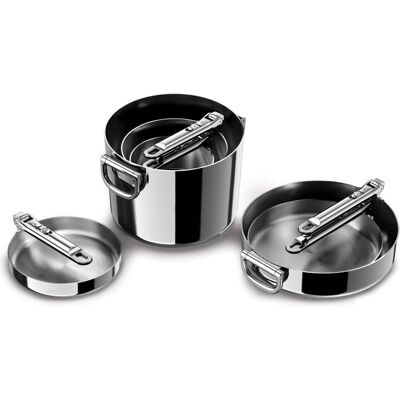 Joseph Joseph 6er Set Space Steel Pfannenset, Pfanne + Kochtopf, Silber Joseph Joseph 6er Set Space Steel Pfannenset, Pfanne + Kochtopf, Silber