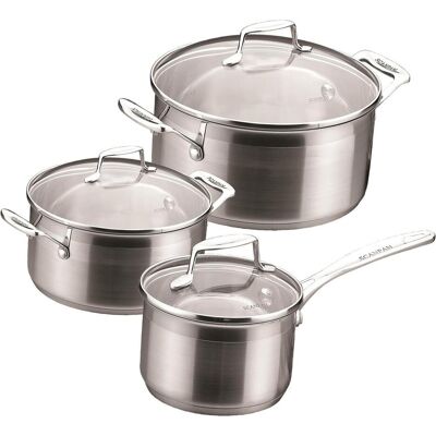 Scanpan Kochtopf Set 3-teilig IMPACT Ø 16/18/20 cm - mit Deckel, Pfanne + Kochtopf, Silber Scanpan Kochtopf Set 3-teilig IMPACT Ø 16/18/20 cm - mit Deckel, Pfanne + Kochtopf, Silber