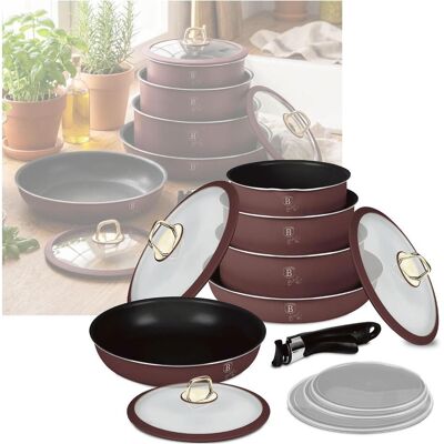 BerlingerHaus Design Kochset inkl. Smart Lids, 12-teilig, bordeaux, Pfanne + Kochtopf, Rot BerlingerHaus Design Kochset inkl. Smart Lids, 12-teilig, bordeaux, Pfanne + Kochtopf, Rot