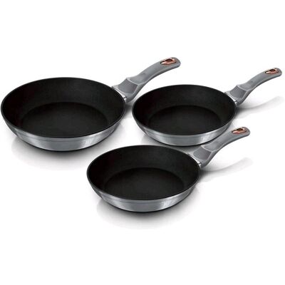 BerlingerHaus Bratpfannen Set Ø 20/24/28cm Moonlight Collection, Pfanne + Kochtopf, Grau BerlingerHaus Bratpfannen Set Ø 20/24/28cm Moonlight Collection, Pfanne + Kochtopf, Grau