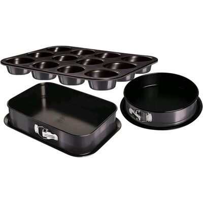 BerlingerHaus 3-tlg. Springformset mit Muffinform Metallic Edition, Backform, Grau, Schwarz BerlingerHaus 3-tlg. Springformset mit Muffinform Metallic Edition, Backform, Grau, Schwarz