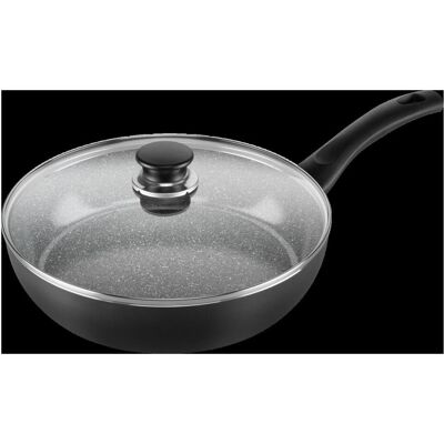 Ballarini Bologna Ceramic Schmorpfanne mit Deckel 28cm, Pfanne + Kochtopf, Schwarz Ballarini Bologna Ceramic Schmorpfanne mit Deckel 28cm, Pfanne + Kochtopf, Schwarz