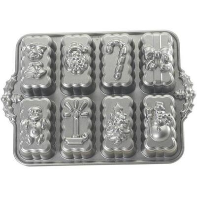 3x Nordic Ware Holiday Mini Loaves Pan, Backform, Silber 3x Nordic Ware Holiday Mini Loaves Pan, Backform, Silber