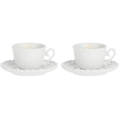 La Porcellana Bianca Set mit 2 Valentino Oro Kaffeetassen mit Untertasse - Weiss 80 ml, Tasse, Weiss La Porcellana Bianca Set mit 2 Valentino Oro Kaffeetassen mit Untertasse - Weiss 80 ml, Tasse, Weiss