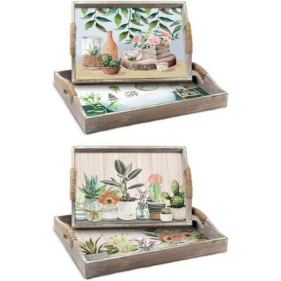 DKD Home Decor, Tablett, Tablettset 40 x 30 x 6 cm Holz MDF (2 Stück) DKD Home Decor, Tablett, Tablettset 40 x 30 x 6 cm Holz MDF (2 Stück)