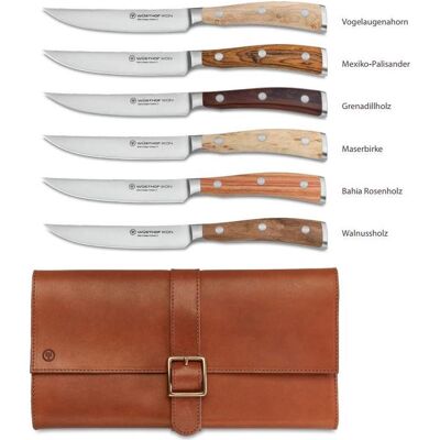 Wüsthof Ikon Steakmesserset mit Lederetui, Besteck, Braun Wüsthof Ikon Steakmesserset mit Lederetui, Besteck, Braun