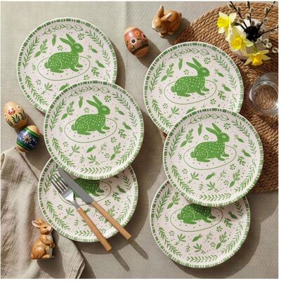 Hermia Hoppity Dessert Plate Set (6 Pieces), Teller, Grün, Weiss Hermia Hoppity Dessert Plate Set (6 Pieces), Teller, Grün, Weiss