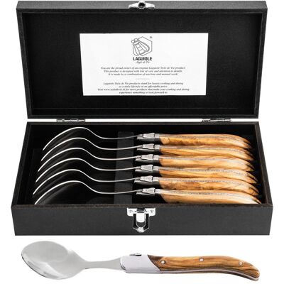 Laguiole Laguiolstil de Vie Lepels Luxuslinie - 6 -Stück - Olivenholz, Besteck, Braun Laguiole Laguiolstil de Vie Lepels Luxuslinie - 6 -Stück - Olivenholz, Besteck, Braun