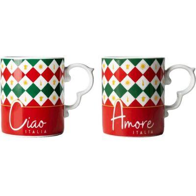 Bialetti Mug Italia Damier, 300 ml, 2 Tassen, Tasse, Mehrfarbig Bialetti Mug Italia Damier, 300 ml, 2 Tassen, Tasse, Mehrfarbig