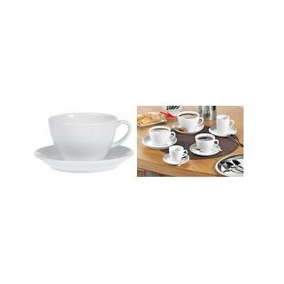 Esmeyer Milchkaffee-Tassen BISTRO, 6er Set, weiss aus Porzellan, Henkelform rund, Höhe Tasse: 76 mm, Tasse, Weiss Esmeyer Milchkaffee-Tassen BISTRO, 6er Set, weiss aus Porzellan, Henkelform rund, Höhe Tasse: 76 mm, Tasse, Weiss