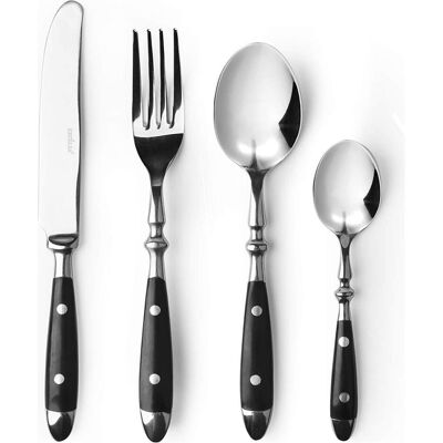 Excelsa England Cottage Cutlery Set 24 Pieces Steel 180, Besteck, Schwarz, Silber Excelsa England Cottage Cutlery Set 24 Pieces Steel 180, Besteck, Schwarz, Silber