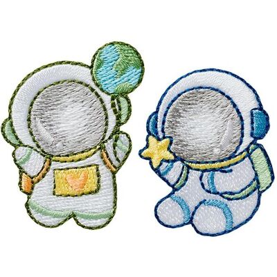 Mono Quick Astronauten, 2 Stück, Applikationen, Weiss, Blau, Mehrfarbig Mono Quick Astronauten, 2 Stück, Applikationen, Weiss, Blau, Mehrfarbig