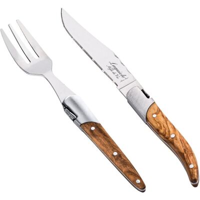 Laguiole Style de Vie mini bestek - tappabestek set van 8 olijfhout, Besteck, Braun Laguiole Style de Vie mini bestek - tappabestek set van 8 olijfhout, Besteck, Braun