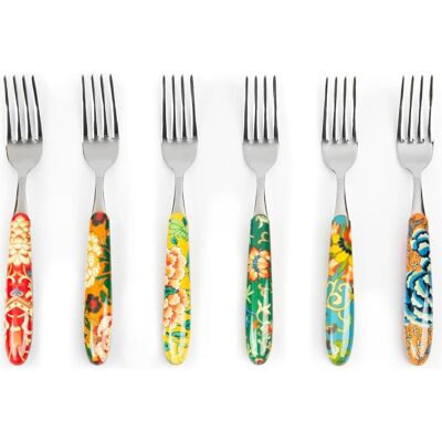 Excelsa La Via Della Seta 24Piece Cutlery Set Various Decorations Stainless Steel Plastic Handle, Besteck, Mehrfarbig Excelsa La Via Della Seta 24Piece Cutlery Set Various Decorations Stainless Steel Plastic Handle, Besteck, Mehrfarbig