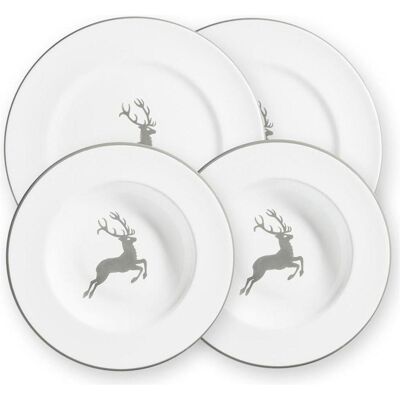 Gmundner Keramik, Geschirrset, Grauer Hirsch Dinner für 2 Gourmet Gmundner Keramik, Geschirrset, Grauer Hirsch Dinner für 2 Gourmet
